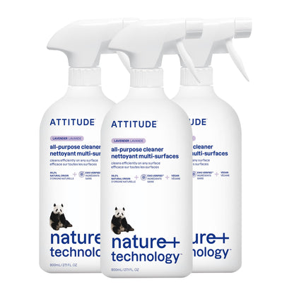 ATTITUDE All Purpose Cleaner Spray, EWG Verified, Vegan, Made with 94% Plant-Based Ingredients, Streak-Free for Kitchen, Bathroom, Glass & More, Citrus Zest Scent, 27.1 Fl Oz Nirvana Guru