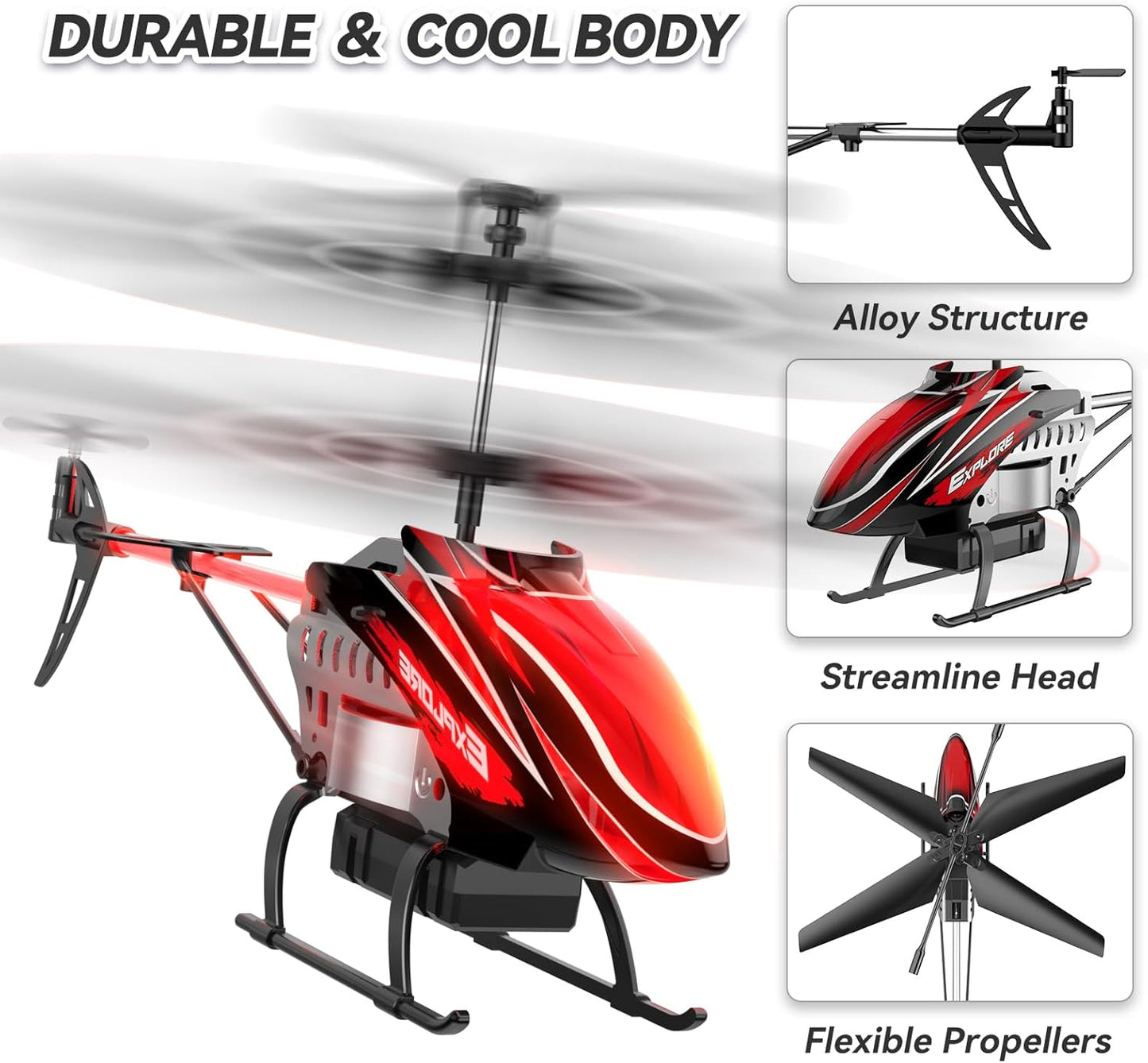 RC Helicopter, Remote Control Helicopter for Kids with 30Mins Flight(2 Batteries), 7+1 LED Light Modes, Altitude Hold, RC Toys for Boys Girls Nirvana Guru