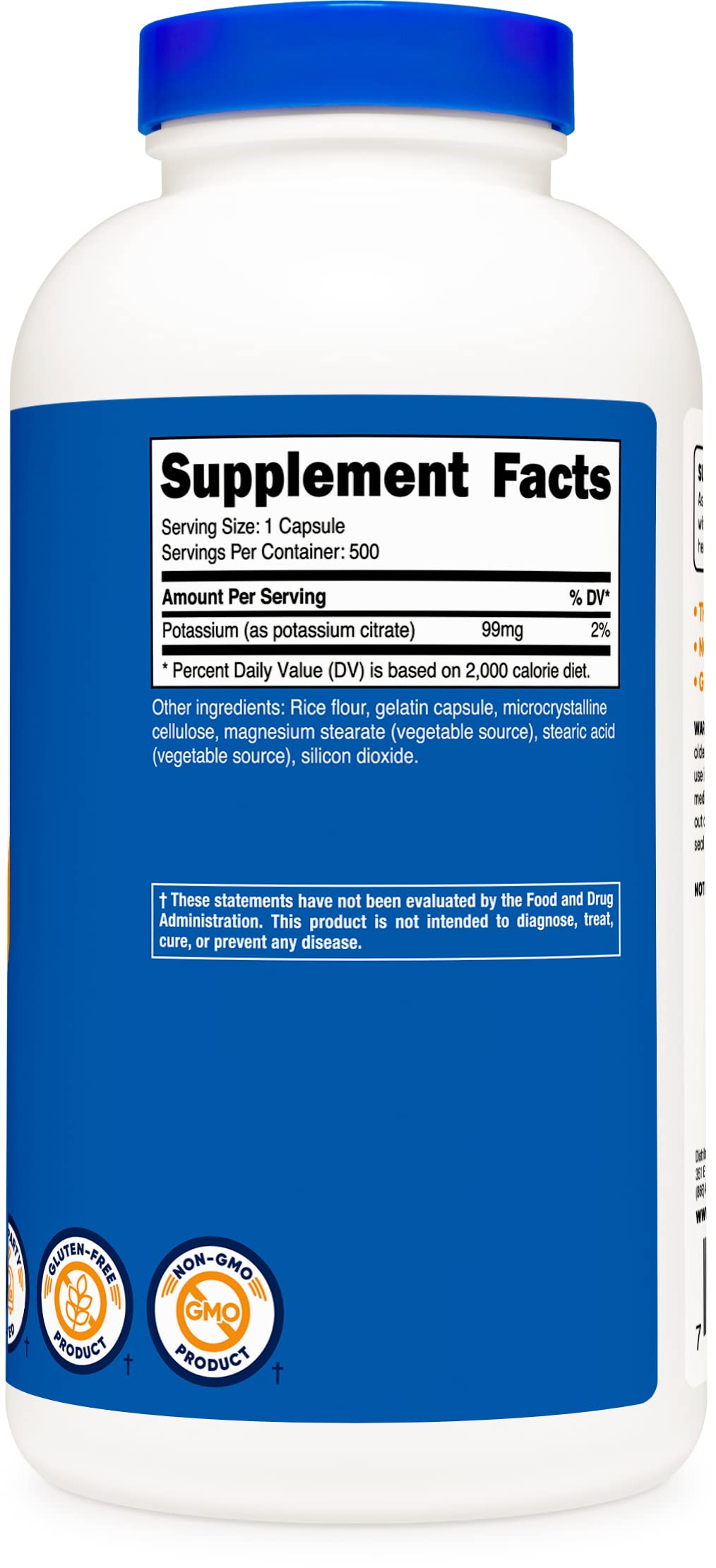 Nutricost Potassium Citrate 99mg, 500 Capsules Nirvana Guru