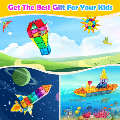 Magnetic Building Tiles, 134PCS Large Magnet Building Set,Magnetic Blocks, 3D STEM Stacking Toys, Magnets Toy for Kids Boys Girls Nirvana Guru