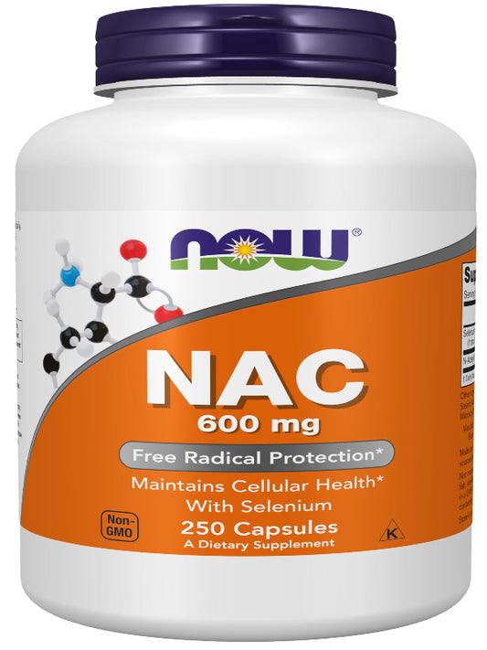 NOW Supplements, NAC (N-Acetyl Cysteine) 600 mg with Selenium, 250 Veg Capsules - Nirvana Guru