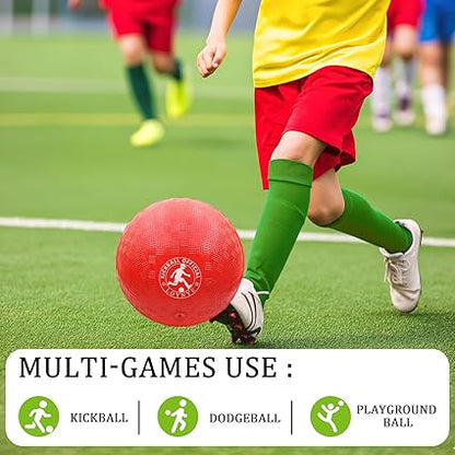 10 Inch Dodgeball Balls Playground Ball Kickball, Dodge Balls for Kids, Kickballs Handball for Indoor Outdoor Games Four Square Balls, Includes Pump nirvanaguru