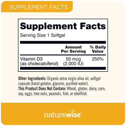 NatureWise Vitamin D3 5000iu (125 mcg) 1 Year Supply for Immune Support, Healthy Muscle Function, and Bone Health - Non-GMO, Gluten Free in Organic Extra Virgin Olive Oil, (Mini Softgel), 360 Count