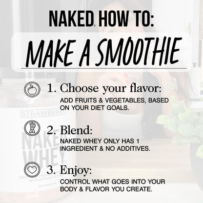 NAKED Whey Vanilla Protein Powder - Only 3 Ingredients - Grass Fed Whey Protein Powder, Vanilla Flavor, and Organic Coconut Sugar, No GMO, No Soy, and Gluten Free - 24 Servings
