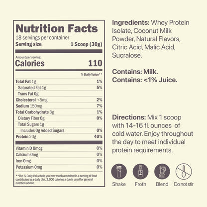 Clear Whey Isolate Protein Powder, Frosty Lemonade, 20g Complete Protein per Serving, No Added Sugar, Grass-Fed, 21 Servings Nirvana Guru