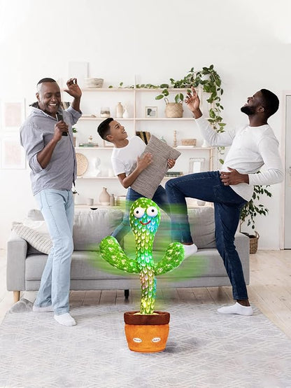 Talking Cactus Toy with LED 120 English Songs, Singing Cactus Dancing Musical Toy, Tummy Time Toys Baby Mimicking Repeats What You Say (Audio Recording & Retelling) Boys Girls Interactive Gift nirvanaguru