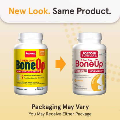 Jarrow Formulas BoneUp Three Per Day For Bone Support and Skeletal Nutrition, Includes Vitamin D3, K2 (as MK-7) and 1000 mg of Calcium Per Day, 180 Capsules, 60 Day Supply - Nirvana Guru