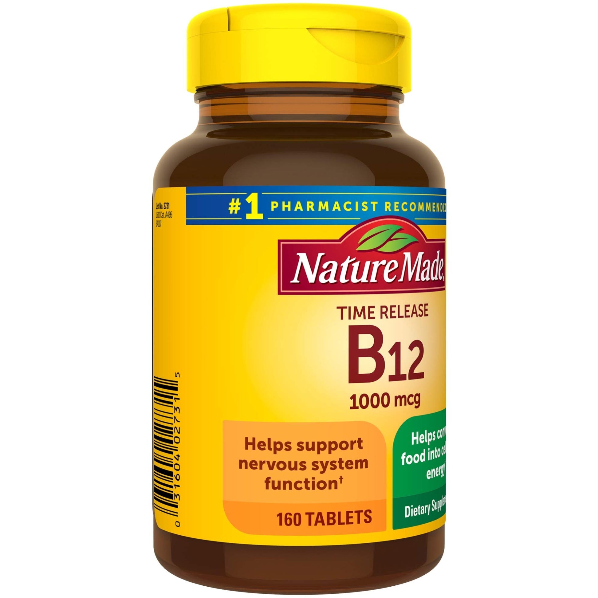 Nature Made Vitamin B12 1000 mcg, Dietary Supplement For Energy Metabolism Support, 160 Time Release Tablets, 160 Day Supply - Nirvana Guru