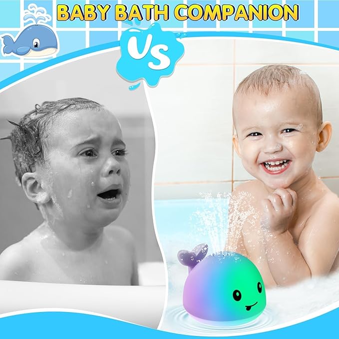 Gigilli Bath Toys for Kids Ages 1-3 or Babies 0-6-12-18 Months, Light Up Whale Sprinkler Bathtub Water Pool Toys for Toddlers 1-3 2-4, Infant Bath Toy for 1 Year Old Boys Girls First Birthday Gifts nirvanaguru