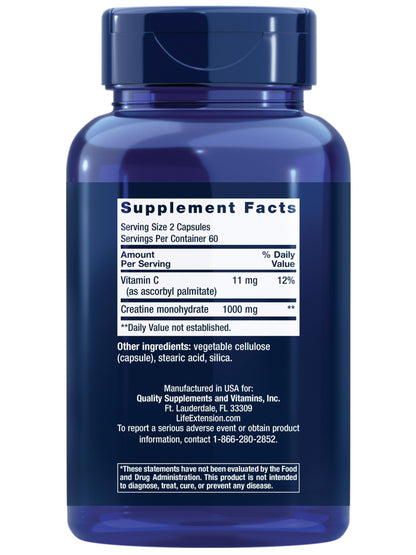 Life Extension Creatine Capsules – Creatine Monohydrate – Promotes Strength, Lean Muscle, Healthy Endurance – Non-GMO, Gluten-Free – 120 Capsules - Nirvana Guru