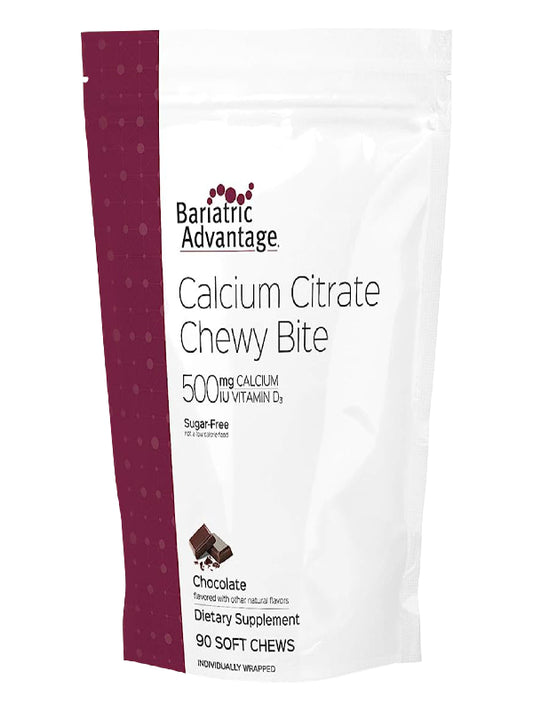 Bariatric Advantage Calcium Citrate Chewy Bites 500 mg - for Bariatric Surgery Patients - Vitamin D3 - Sugar-Free Chewable Calcium Supplement - Bariatric Chews - Assorted Fruit - 90 Count Nirvana Guru