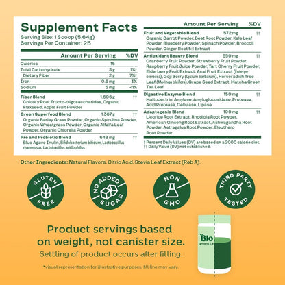 Bloom Nutrition Greens and Superfoods Powder for Digestive Health, Greens Powder, Digestive Enzymes, Probiotics, Spirulina, Chlorella for Bloating & Gut Support, Green Juice, 30 SVG, Strawberry Kiwi
