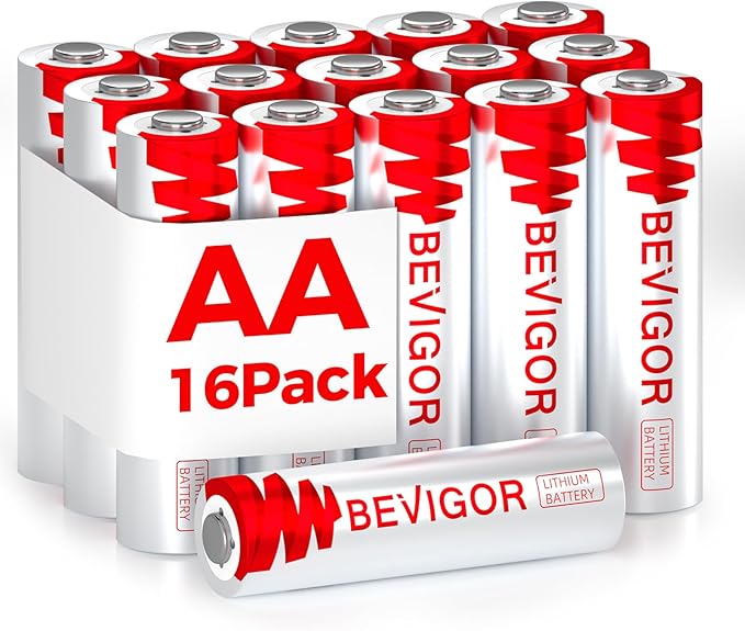 BEVIGOR Lithium Batteries AA Size 16 Pack 1.5V Longer Lasting Double A Battery for Blink Camera, Trail Camera, Security Alarm System, Remote Controlled Vehicle Batteries【Non-Rechargeable】 nirvanaguru