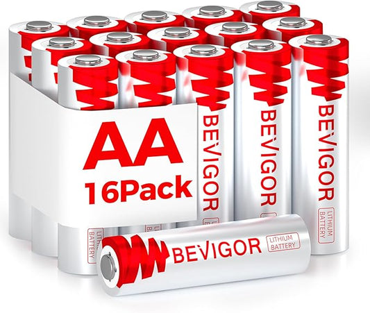 BEVIGOR Lithium Batteries AA Size 16 Pack 1.5V Longer Lasting Double A Battery for Blink Camera, Trail Camera, Security Alarm System, Remote Controlled Vehicle Batteries【Non-Rechargeable】 nirvanaguru