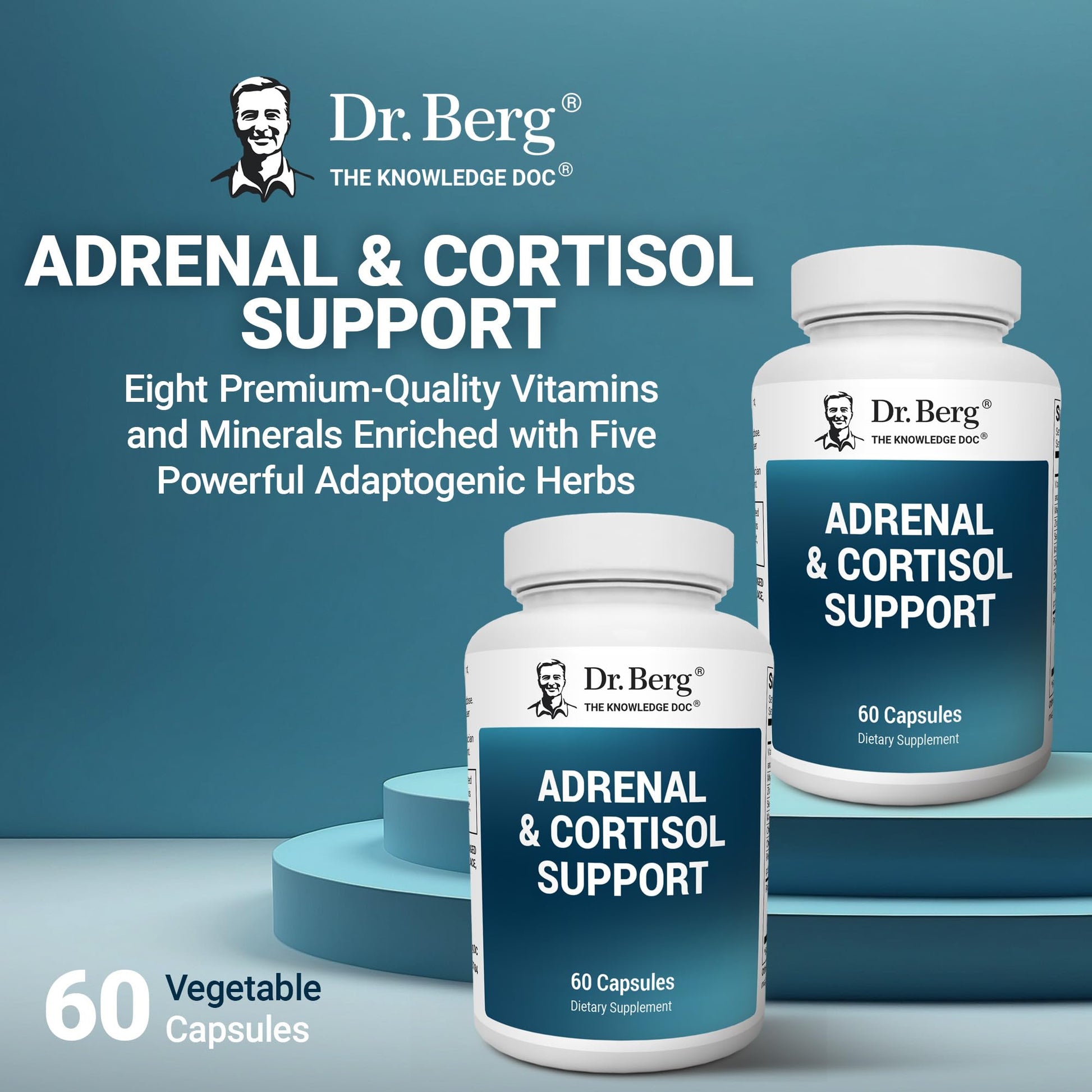 Dr. Berg Adrenal & Cortisol Capsules - Adrenal Supplement & Cortisol Manager - Mood, Focus, Relaxation and Stress Support - Adrenal Supplements with Ashwagandha Extracts - 60 Capsules - Nirvana Guru