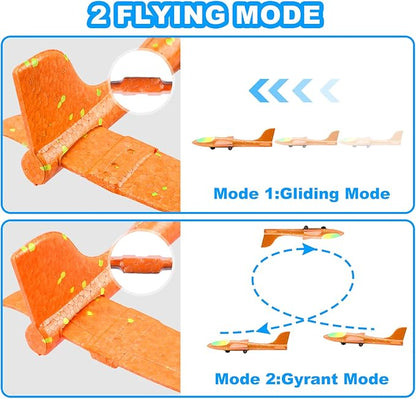 Fuwidvia 3 Pack Airplane Launcher Toys, 13.2'' LED Foam Glider Plane Toy for Boys, 2 Flight Modes Outdoor Flying Toys Birthday Gifts for Boys Girls 4 5 6 7 8 9 10 11 12 Year Old (Blue&Green&Orange) nirvanaguru