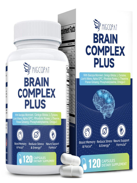 Brain Supplements for Memory & Focus - Nootropic with Bacopa Monnieri, Lion's Mane, Alpha GPC, Phosphatidylserine | Supports Mental Clarity & Cognitive Function | Vitamin B6 & B12-120 Capsules - Nirvana Guru