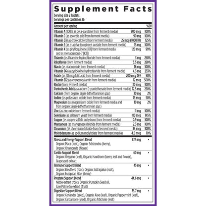 New Chapter Men's Multivitamin Advanced Formula for Stress, Brain, Immune, Heart & Energy Support, Higher Levels of Whole-Food Fermented Essential Nutrients for Men + Selenium + B Vitamins, 120 ct - Nirvana Guru