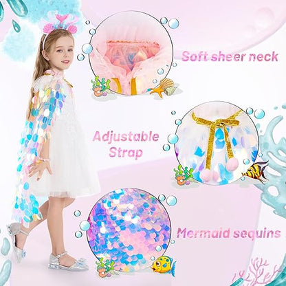Princess Dress Up Toys Princess Dress Up Clothes Rainbow Mermaid Cape Kit 9 Pcs Gift Set for Little Girls 3-8 Years nirvanaguru