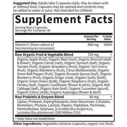 Garden of Life - Vitamin Code Raw VitaminC - 120 Vegan Capsules, 500mg Whole Food VitaminC with Bioflavonoids, Fruits & Veggies, Probiotics, Gluten Free Vitamin-C Supplements for Adults - Nirvana Guru