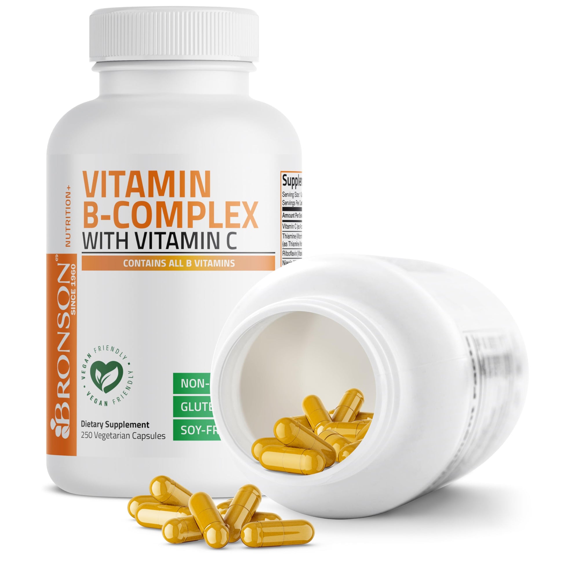 Bronson Vitamin B Complex with Vitamin C - Immune Health, Energy Support & Nervous System Support - Non-GMO, 250 Vegetarian Capsules Nirvana Guru
