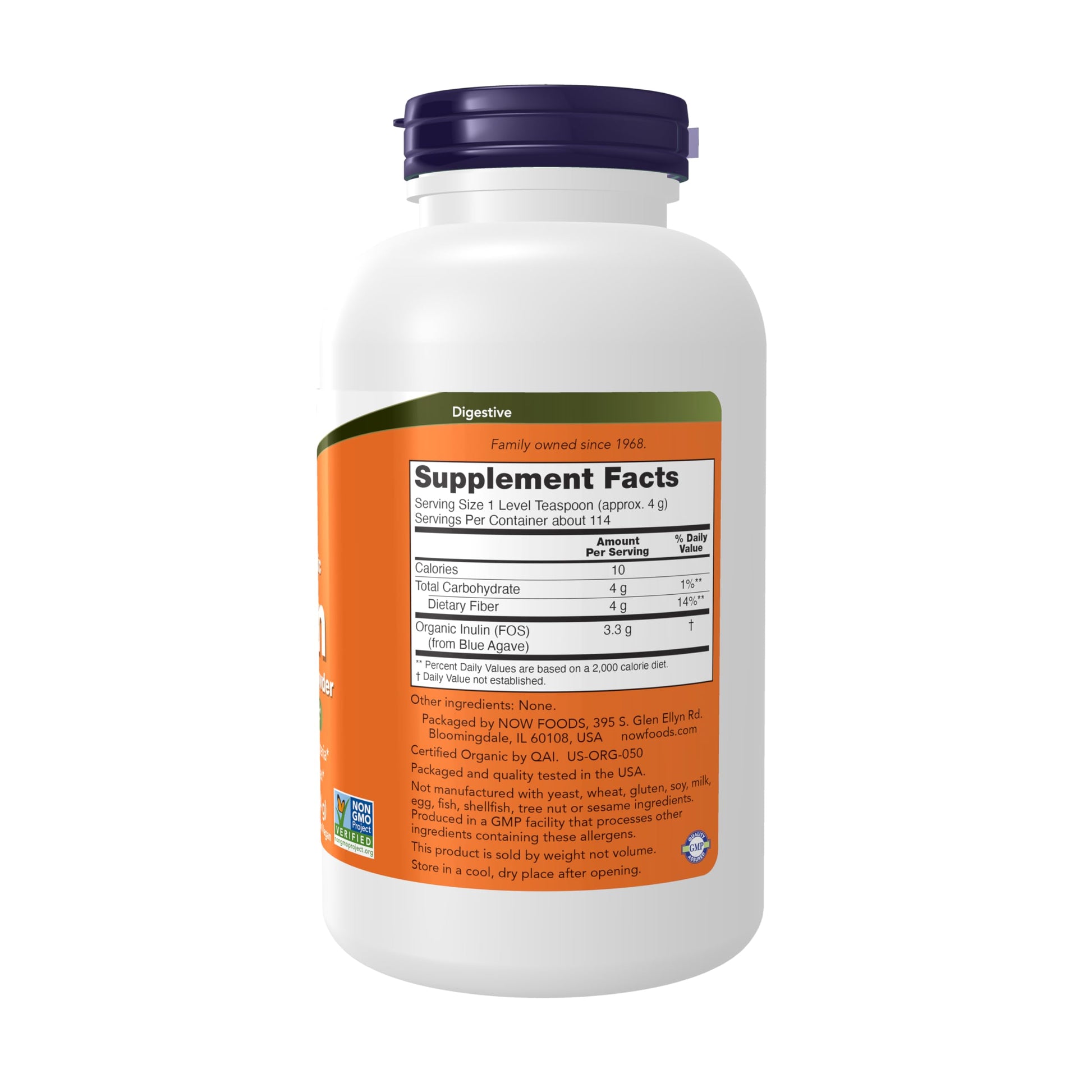NOW Foods Supplements, Inulin Prebiotic Pure Powder, Certified Organic, Non-GMO Project Verified, Intestinal Support*, 1-Pound - Nirvana Guru