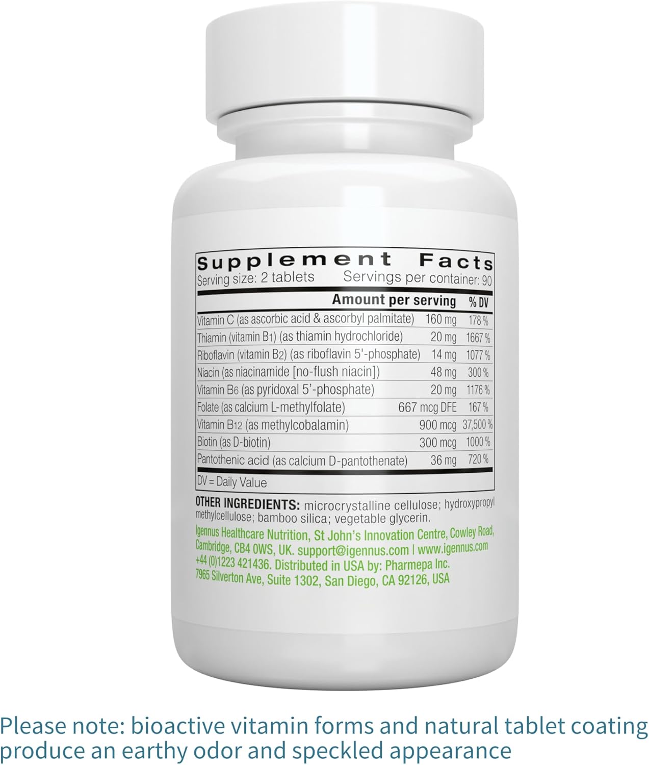 Igennus Super B-Complex Methylated B-Vitamins, MTHFR Supplement with Methylfolate & B12 Methylcobalamin, High Bioavailability & Potency, Vegan, Lab Verified, 180 Small Tablets Nirvana Guru