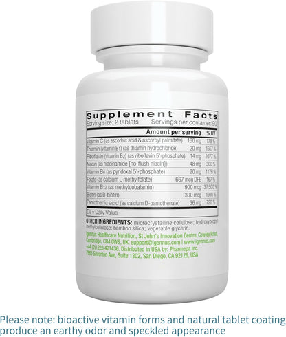 Igennus Super B-Complex Methylated B-Vitamins, MTHFR Supplement with Methylfolate & B12 Methylcobalamin, High Bioavailability & Potency, Vegan, Lab Verified, 180 Small Tablets Nirvana Guru