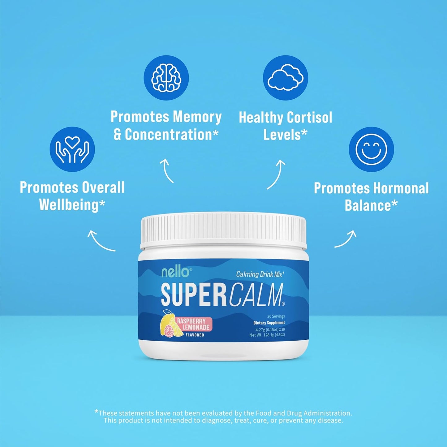 Supercalm Powdered Drink Mix, Raspberry Lemonade, L Theanine, Ksm-66 Ashwagandha, Magnesium Glycinate, Vitamin D 3, Supplements for Relaxation & Focus, No Sugar, Non GMO, On The Go, 20 Ct