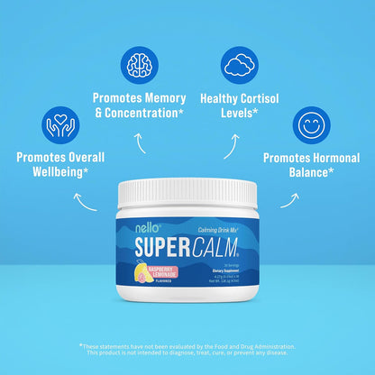 Supercalm Powdered Drink Mix, Raspberry Lemonade, L Theanine, Ksm-66 Ashwagandha, Magnesium Glycinate, Vitamin D 3, Supplements for Relaxation & Focus, No Sugar, Non GMO, On The Go, 20 Ct
