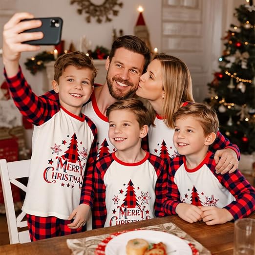 Matching Christmas Pajamas for Family Cute Printed Xmas Pajamas Set Holiday Family Sleepwear Sets for Womens Couples nirvanaguru