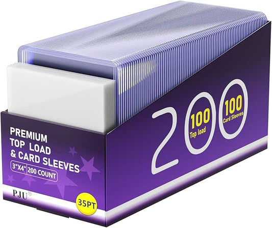 200 Card Sleeves Top Loaders for Cards, Toploaders Premium Baseball Card Sleeve Hard Plastic, 3" x 4" Trading Cards Holder, Sports Protectors(100 Toploaders + 100 Penny Sleeves) nirvanaguru