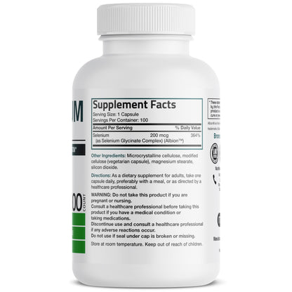 Bronson Selenium 200 mcg – Yeast Free Chelated Amino Acid Complex - Essential Trace Mineral with Superior Absorption, 250 Vegetarian Capsules Nirvana Guru