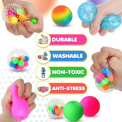 6 Set Squishy Sensory Stress Squeezing Balls forAdults: Best Calming Tool to Relieve Anxiety, Vent Mood and Improve Focus, Easter Basket Stuffers for Kids, Goodie Bag Stuffers nirvanaguru