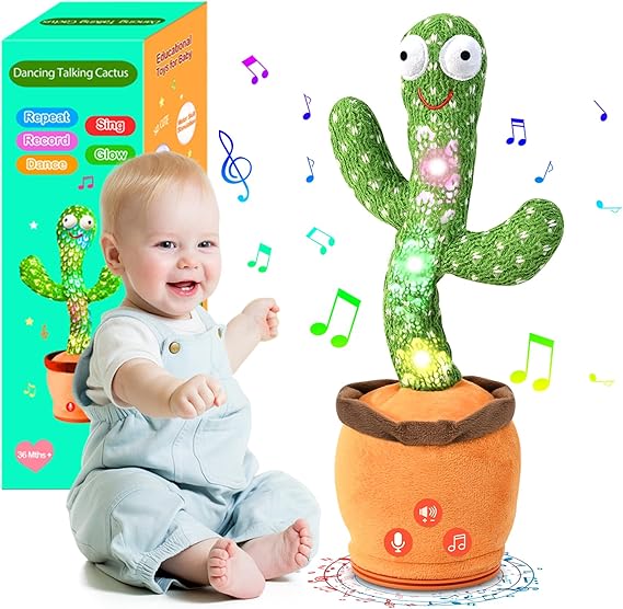 Dancing Talking Cactus Toy for Baby Toddler, Boys Girls Gifts Singing Mimicking Recording Repeating What You Say Baby Toys with 120 English Songs (Adjustable Volume) nirvanaguru
