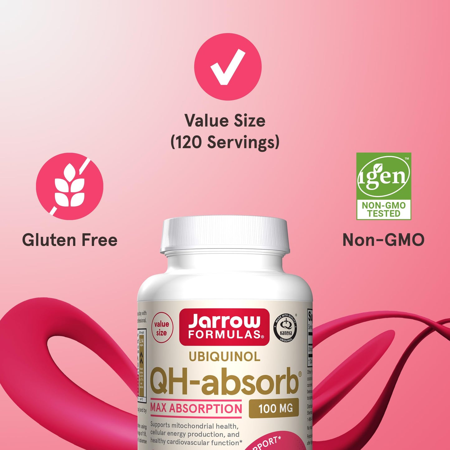 Jarrow Formulas® QH-Absorb®, 100 mg, Ubiquinol Dietary Supplement for Healthy Cardiovascular Function, 120 Softgels, 120 Day Supply - Nirvana Guru