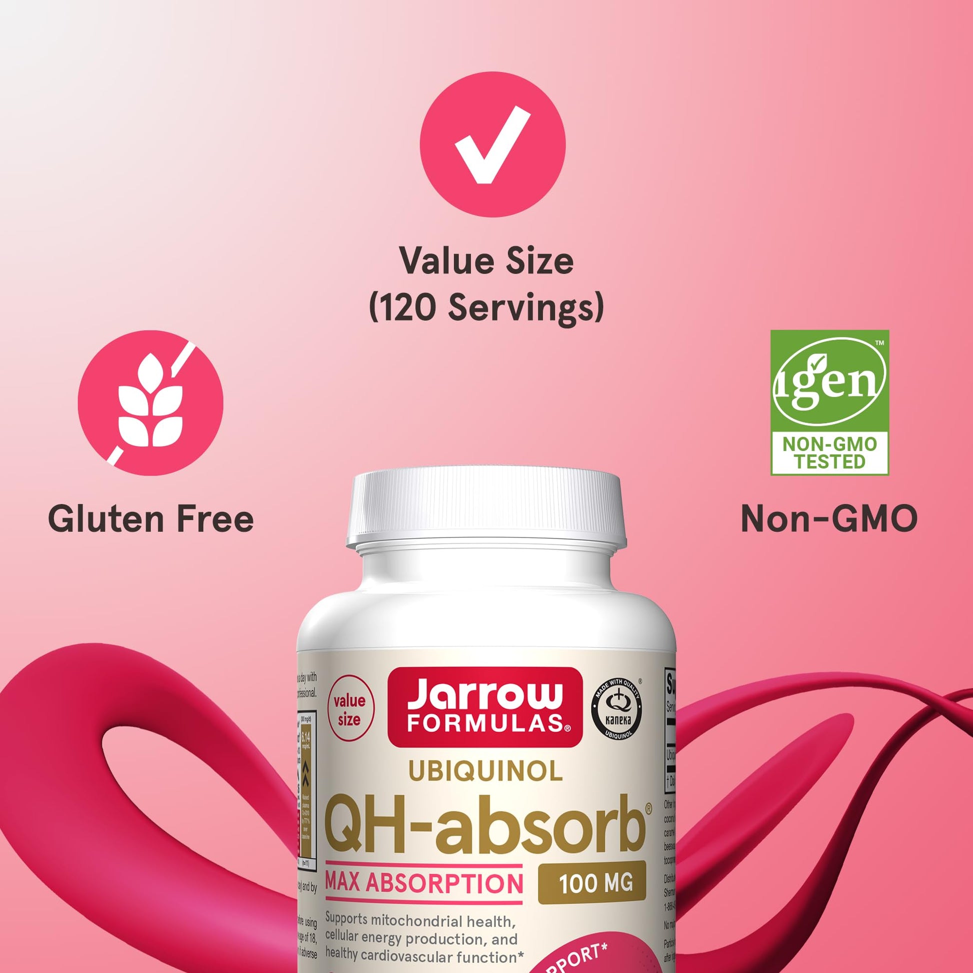 Jarrow Formulas® QH-Absorb®, 100 mg, Ubiquinol Dietary Supplement for Healthy Cardiovascular Function, 120 Softgels, 120 Day Supply - Nirvana Guru