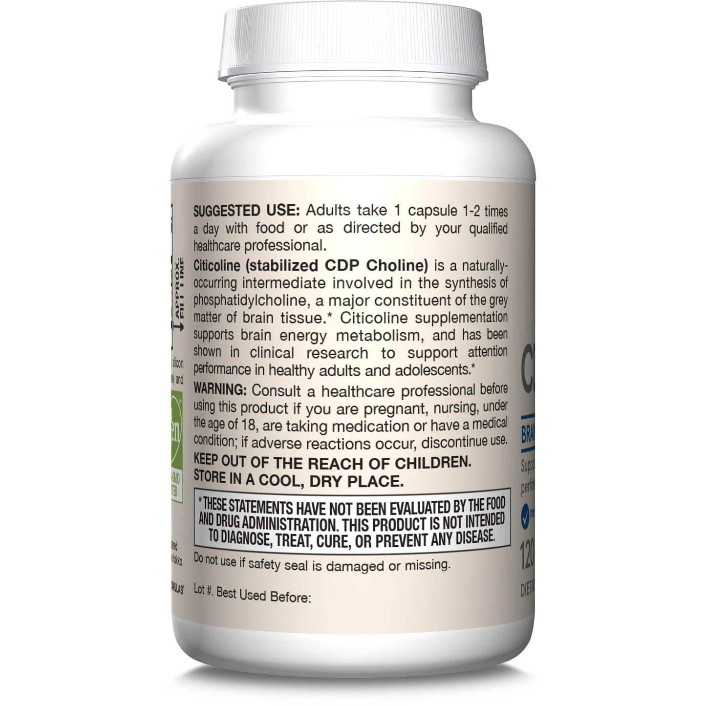 Jarrow Formulas Citicoline CDP Choline 250 MG, CDP Choline Supplement Supports Brain Health, Performance and Memory, 120 Capsules, Up to a 120 Day Supply - Nirvana Guru