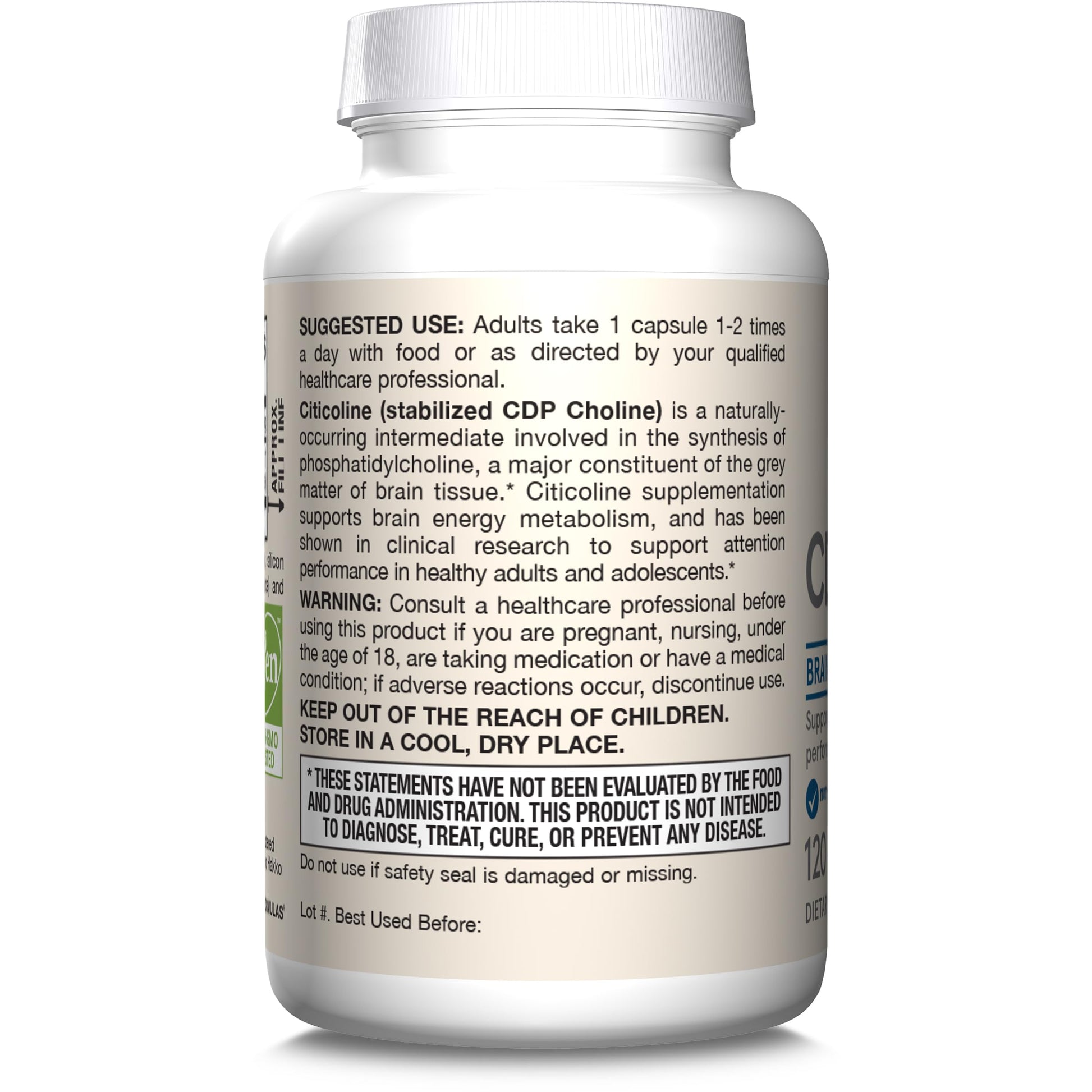 Jarrow Formulas Citicoline CDP Choline 250 MG, CDP Choline Supplement Supports Brain Health, Performance and Memory, 120 Capsules, Up to a 120 Day Supply - Nirvana Guru