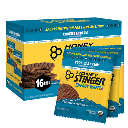 Honey Stinger Organic Honey Waffle Energy Stroopwafel for Exercise, Endurance and Performance Sports Nutrition for Home & Gym, Pre and Post Workout Box of 16 Waffles, 16.96 Ounce (Pack of 16)