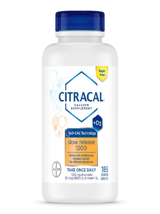 Citracal Slow Release 1200, 1200 mg Calcium Citrate with Vitamin D (1000 IU), Vitamin D3, Bone Health Support, Calcium Supplement for Ages 12+, 185 Count Nirvana Guru