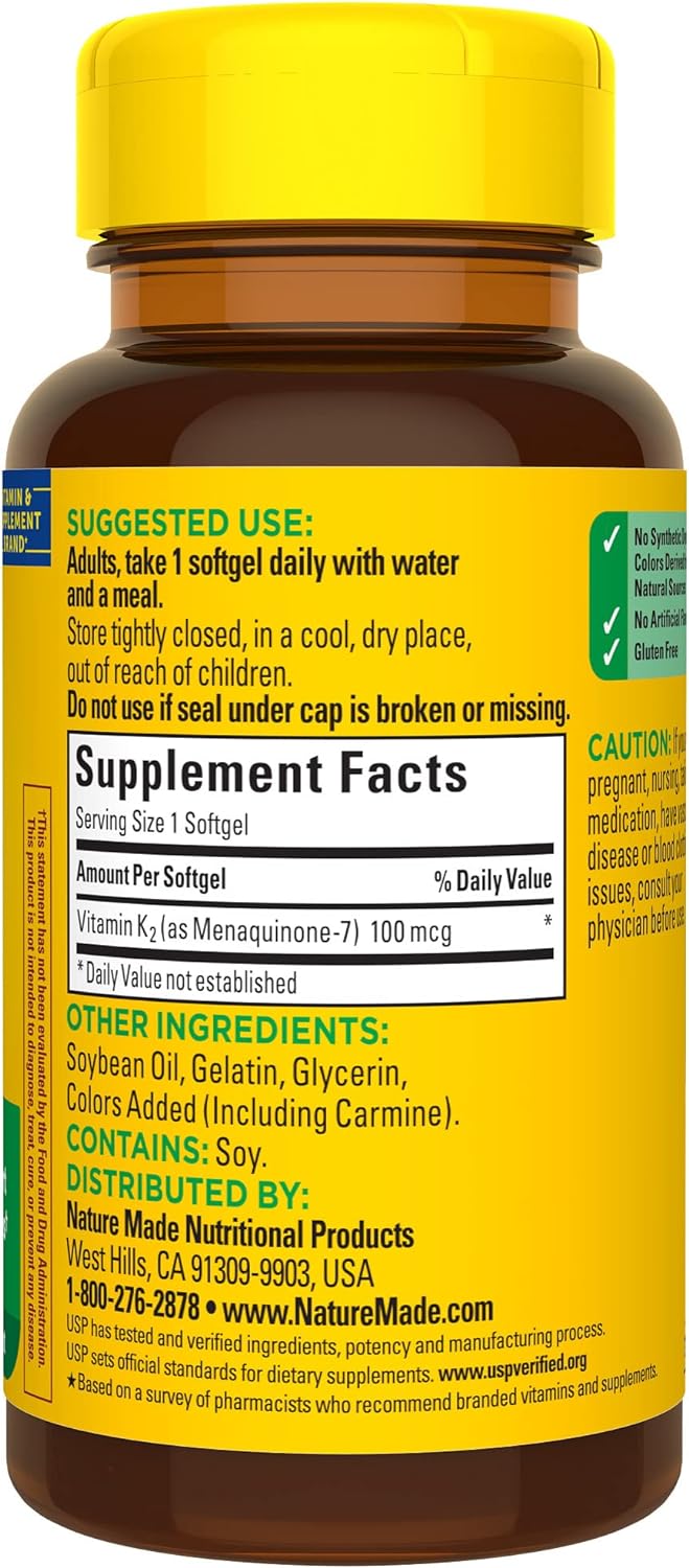 Nature Made Vitamin K2 100 mcg, Healthy Bone Supplements, 30 Softgels, 30 Day Supply - Nirvana Guru
