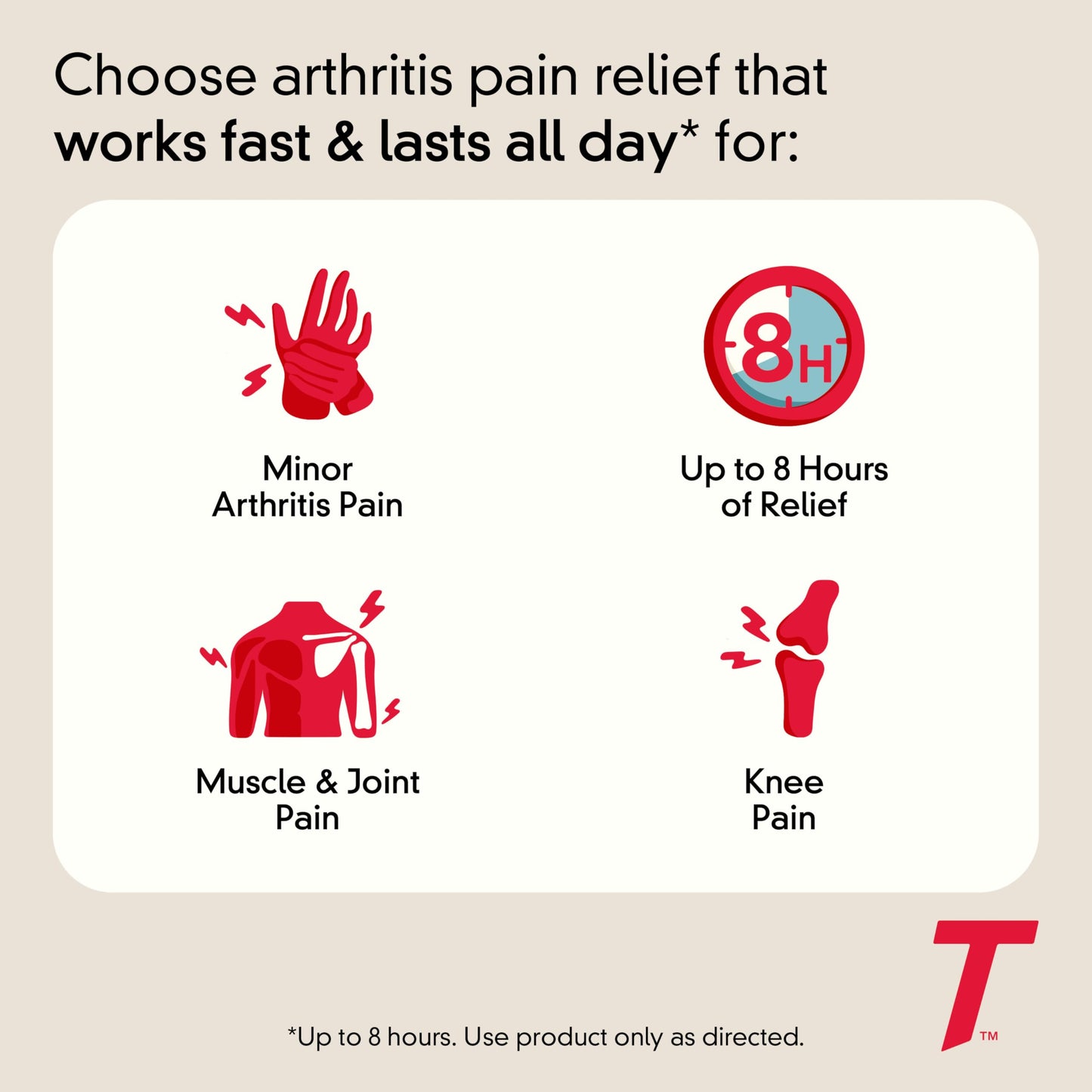 Tylenol 8HR Arthritis Pain Relief Caplets, 650 mg Acetaminophen for Minor Arthritis & Joint Pain, Fever Reducer, Extended Release, Gentle on Stomach, FSA or HSA Eligible, 100 ct