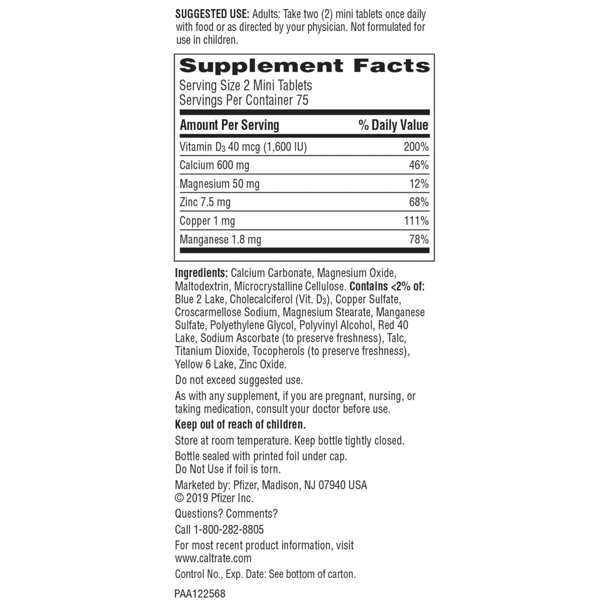Caltrate Minis 600 Plus D3 Plus Minerals Calcium and Vitamin D Supplement Tablets, Bone Health and Mineral Supplement for Adults - 150 Count Nirvana Guru