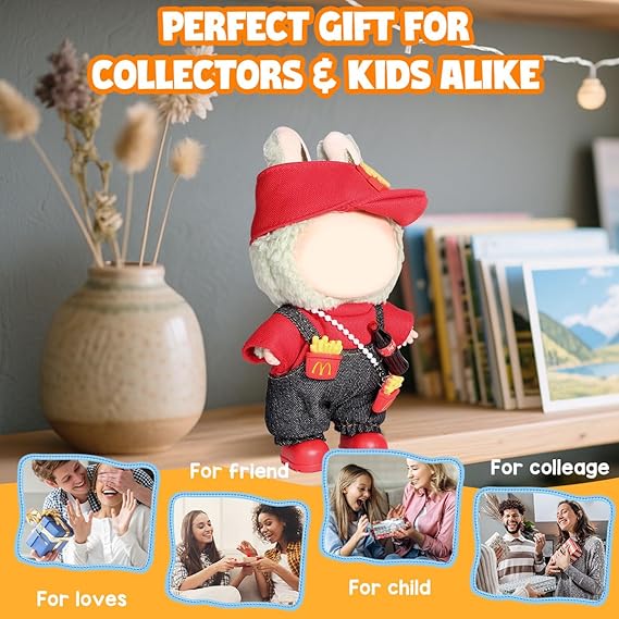 AICase Labubu Doll Clothes Set – 3 Pcs Outfit with Hat & Clothing for 17cm Labubu Doll – Cute & Stylish Doll Clothes Accessories for Boys & Girls (No Doll) nirvanaguru