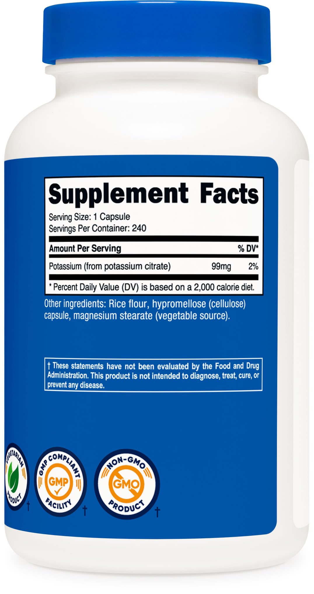 Nutricost Potassium Citrate 99mg, 500 Capsules Nirvana Guru