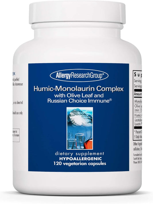 Allergy Research Group Humic-Monolaurin Complex - Immune System Support, Humic Acid Supplements, with Olive Leaf, Vegetarian Capsules - 120 Count Nirvana Guru