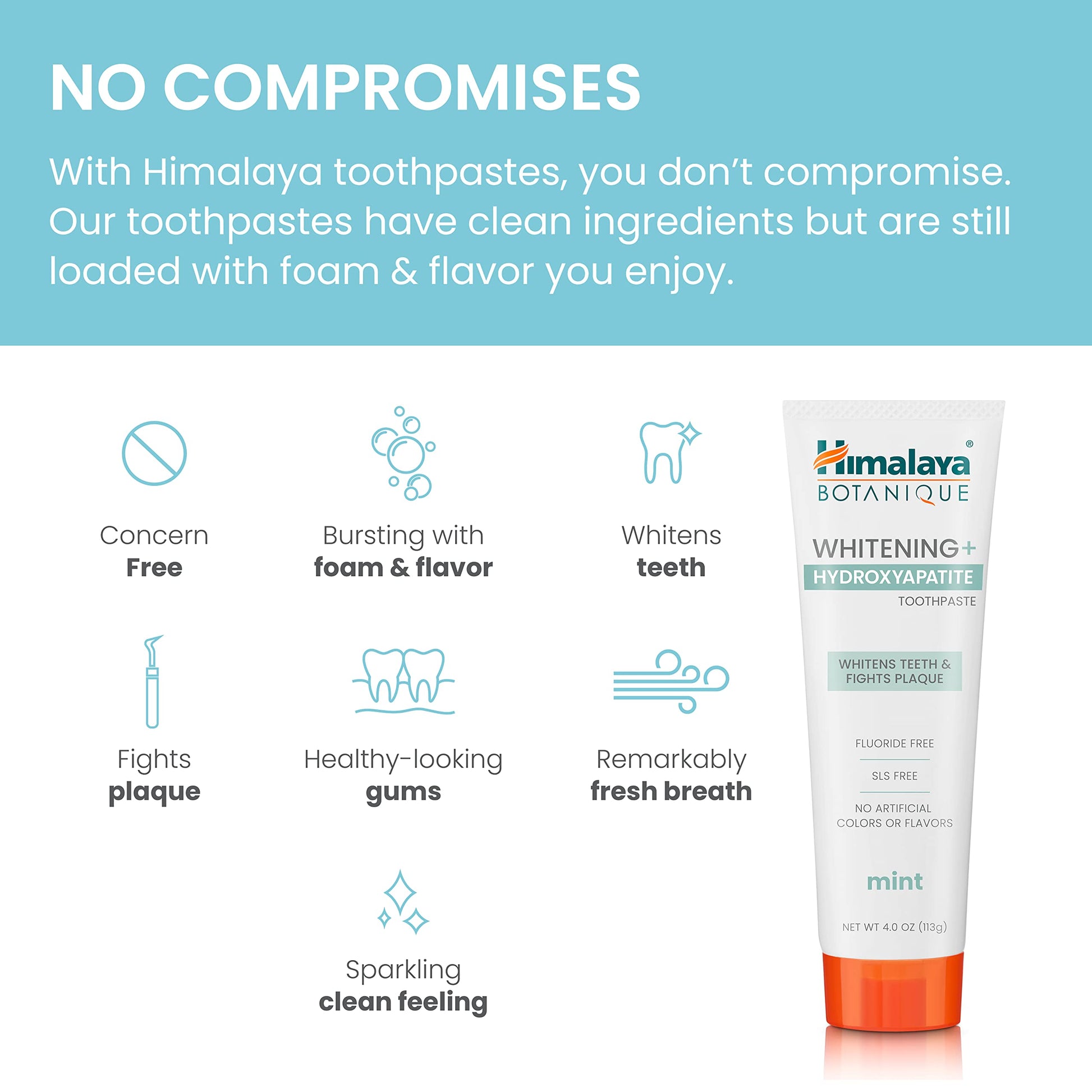 Himalaya Botanique Whitening + Hydroxyapatite Toothpaste, Mint Flavor - Nano Hydroxyapatite to Support Remineralization and Restore Enamel, Appropriate for Sensitive Teeth - Vegan, Gluten Free, 4 oz - Nirvana Guru