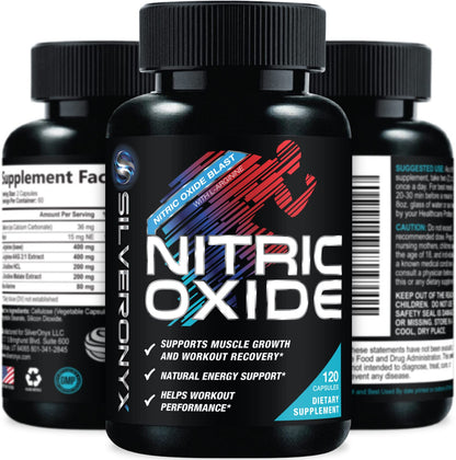 Extra Strength Nitric Oxide Supplement 3X Strength L Arginine, Citrulline Malate, AAKG, Beta Alanine - Premium Muscle Supporting Nitric Booster - Natural Energy & Heart Health Support - 180 Capsules Nirvana Guru