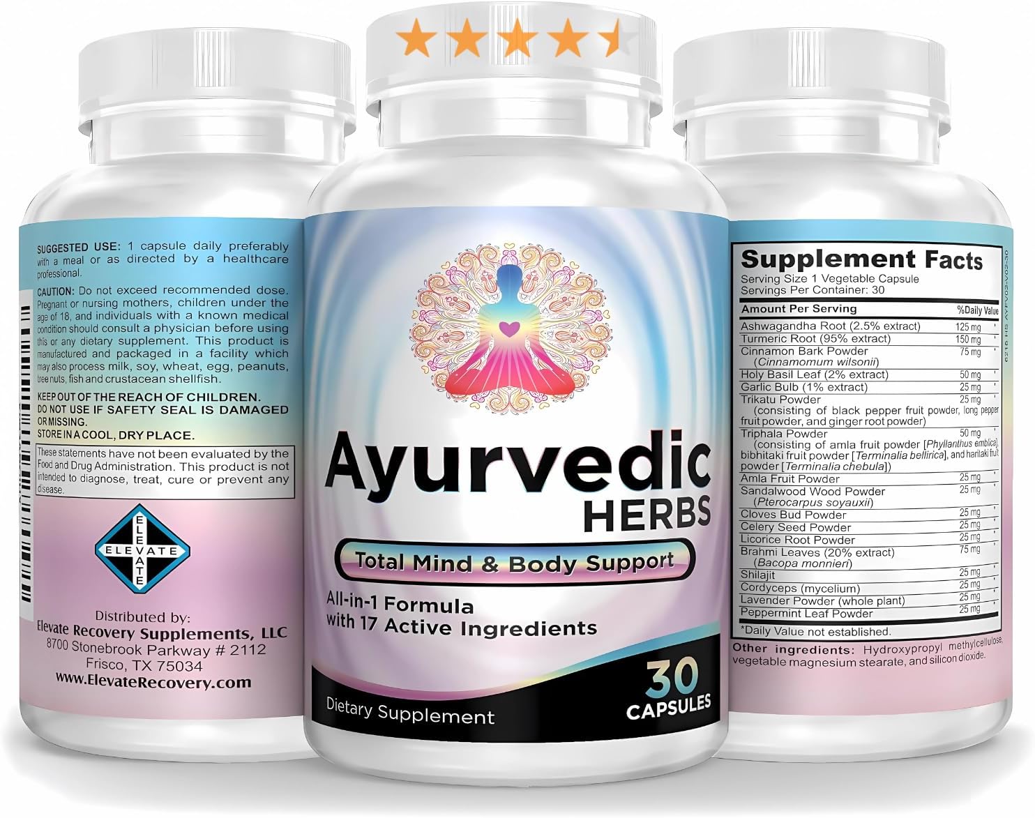 Ayurvedic Herbs (All-in-1) Supplement Blend - Ayurveda Mind Body Spirit Herbal Complex Pills with 17 Active Ingredients - Natural Ayurvedic Supplements | 30-Day Supply | 30 Capsules Nirvana Guru